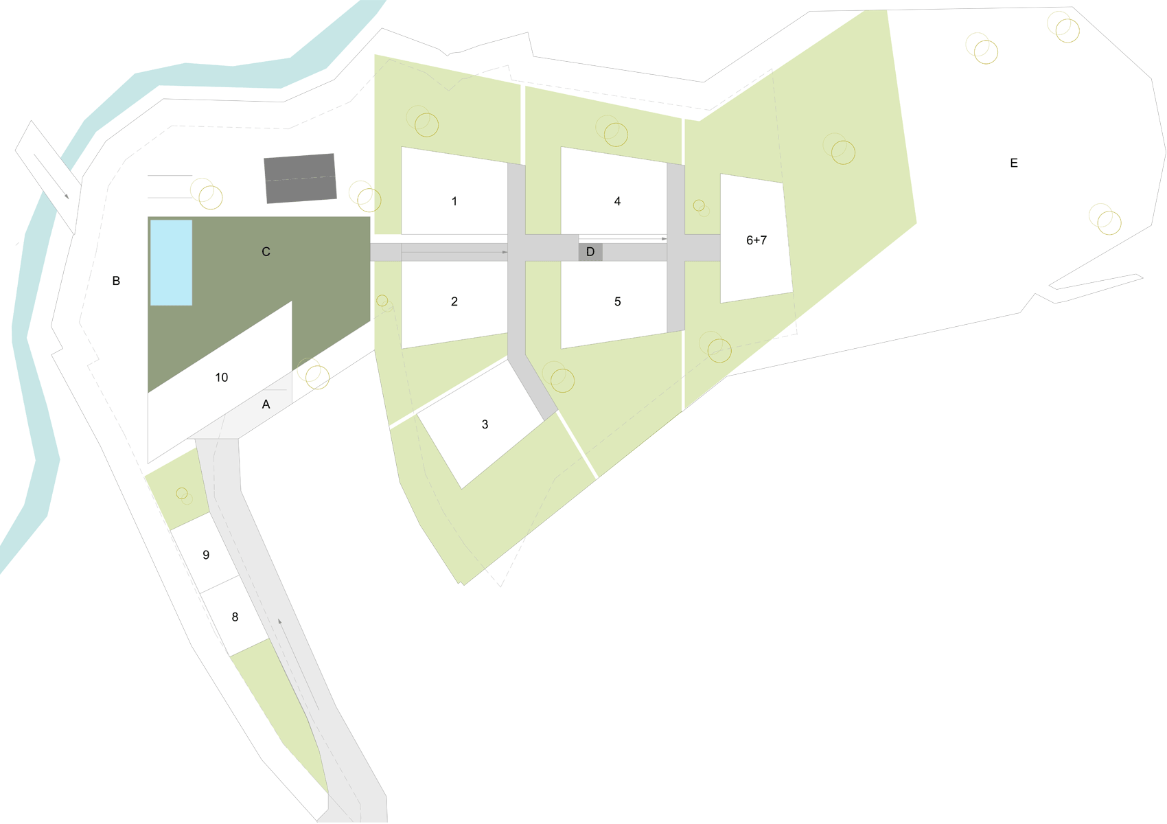 Planansicht Chaletdorf »Piazzagona« im Tessin (CH)